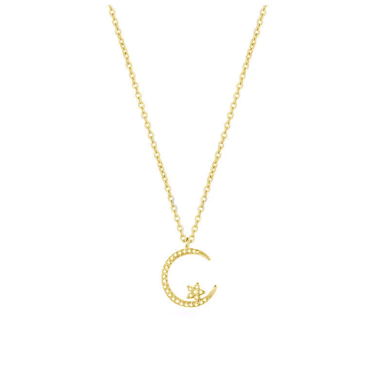 Sparkling Crescent Moon & Star Necklace – Shine Like the Night Sky!